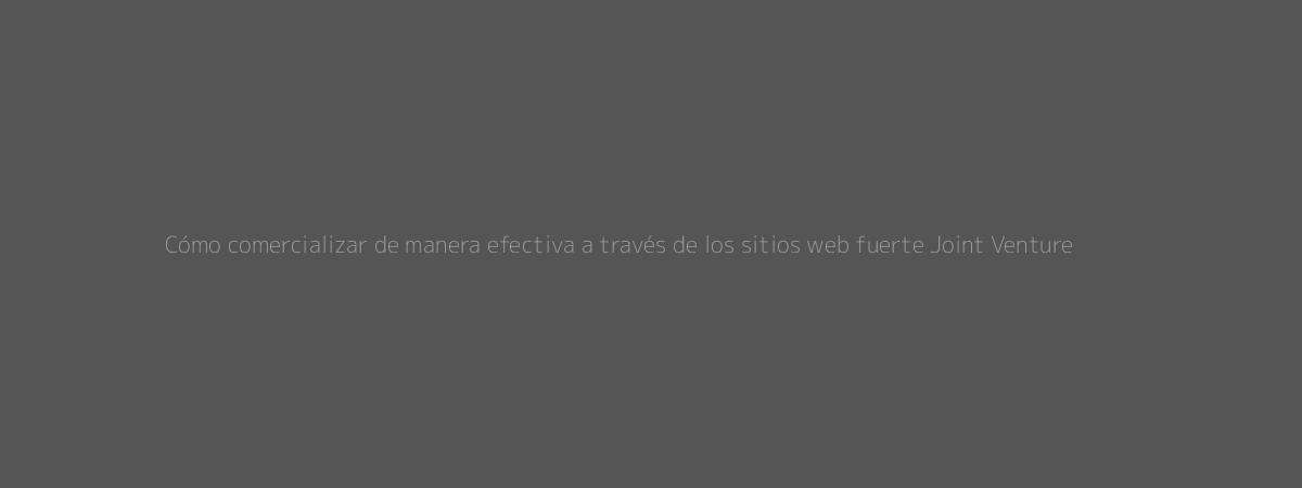 Cómo comercializar de manera efectiva a través de los sitios web fuerte Joint Venture Cómo comercializar de manera efectiva a través de los sitios web fuerte Joint Venture